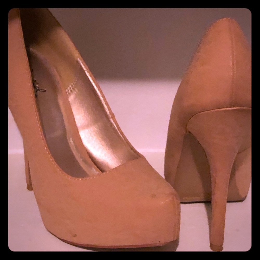 Taupe platform heels